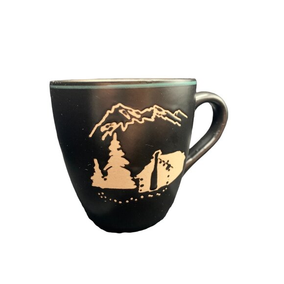Bass Pro Shops Cabin Mug 12 Oz Black White Green Outdoors Camping Mountains - Picture 3 of 8
